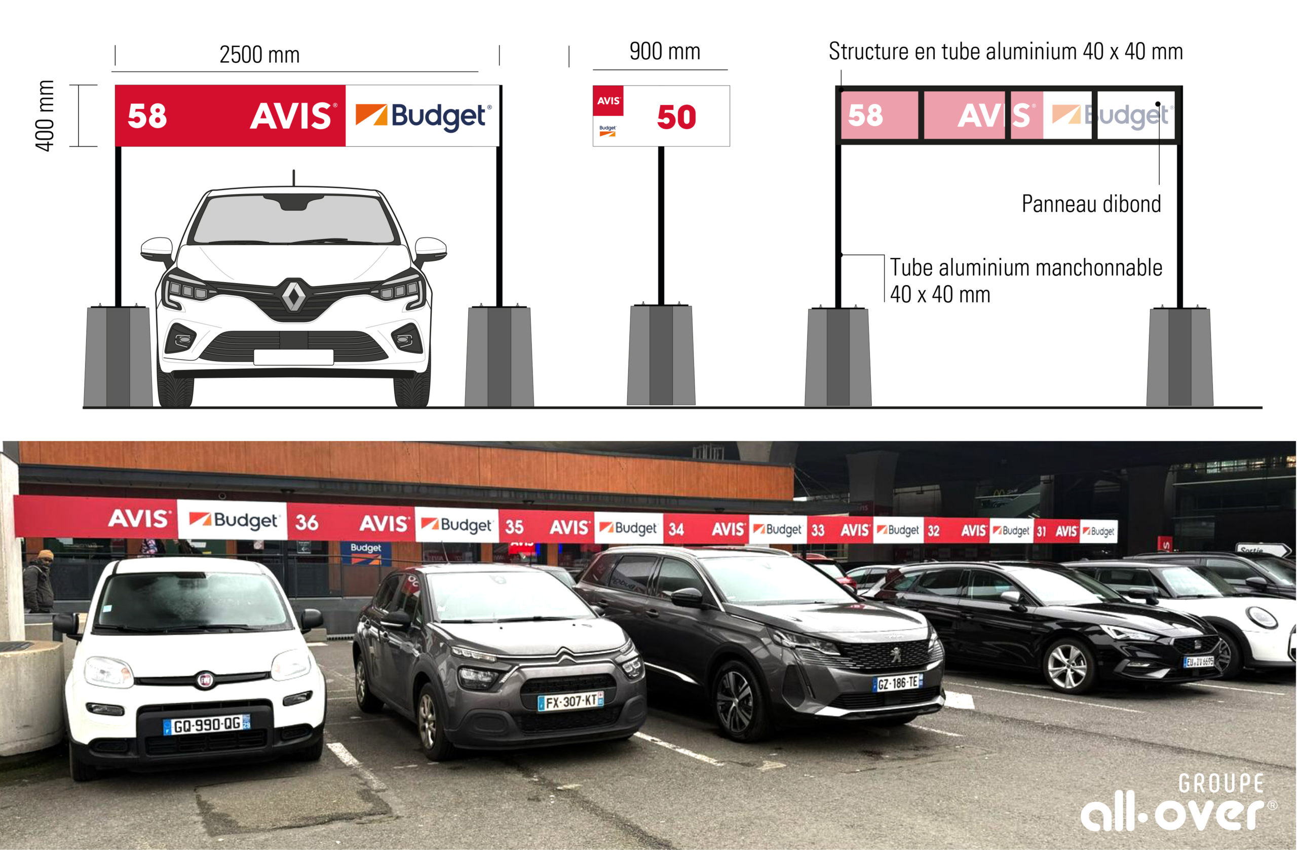 signalétique autoportante parking sur-mesure – all-over